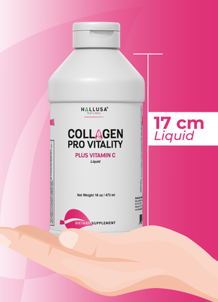 Collagen Supplements with Vitamin C 16 Oz - Collagen Supplement for Women - Multivitamins for Skin - HALLUSA NATURAL