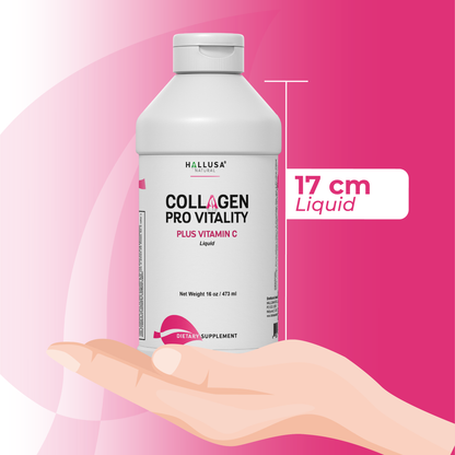 Collagen Supplements with Vitamin C 16 Oz - Collagen Supplement for Women - Multivitamins for Skin - HALLUSA NATURAL
