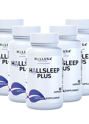 Hallsleep Plus - Sleep Support Supplement - Ashwagandha, L-theanine, and melatonin - 60 Capsules 30 serving HALLUSA NATURAL