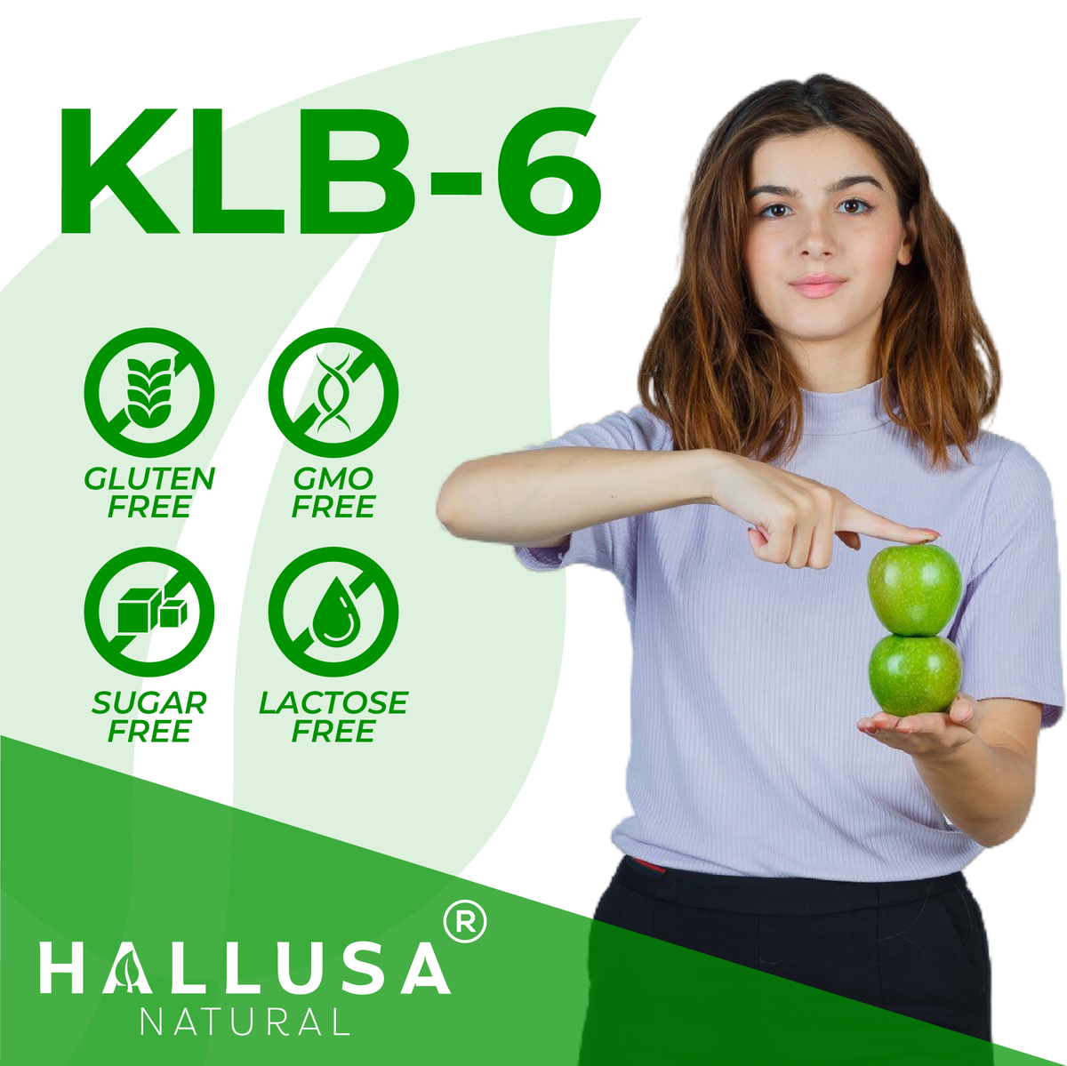 KLB6 - Apple Cider Vinegar - 60 Tablets - Natural Supplement - Support Supplement - Friendly Vegan - Gluten Free - Sugar Free - Non-GMO - HALLUSA NATURAL