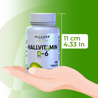 HallVitamin B6 - Vitamin B6 100 mg Essential Energy Supplement & 100 Tablets 100 servings HALLUSA NATURAL