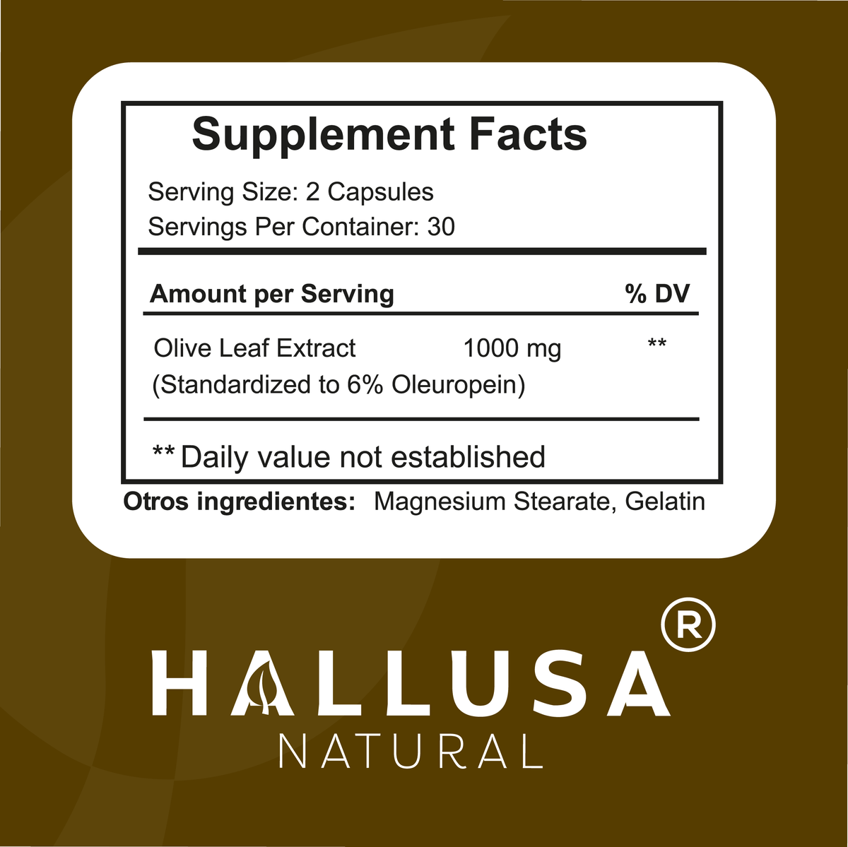 HallOlive leaf - Olive Leaf Extract 6% Oleuropein 1000 mg - 60 capsules - Antioxidant Supplement - Vegan-Non-GMO Gluten Free HALLUSA NATURAL
