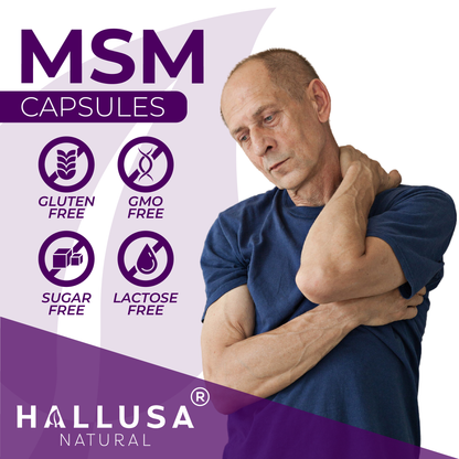 MSM 1000 MG - Pure MSM - Joint Health Support - Supplement for Inflammation - 60 Vegan Capsules - HALLUSA NATURAL
