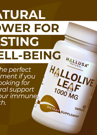 HallOlive leaf - Olive Leaf Extract 6% Oleuropein 1000 mg - 60 capsules - Antioxidant Supplement - Vegan-Non-GMO Gluten Free HALLUSA NATURAL
