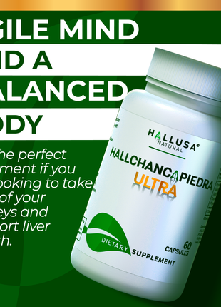 HallChancapiedra Ultra 1000 mg - Extract Chancapiedra and Guisazo de Caballo - Natural Supplement 60 capsules 30 servings vegan gluten free Non-GMO HALLUSA NATURAL