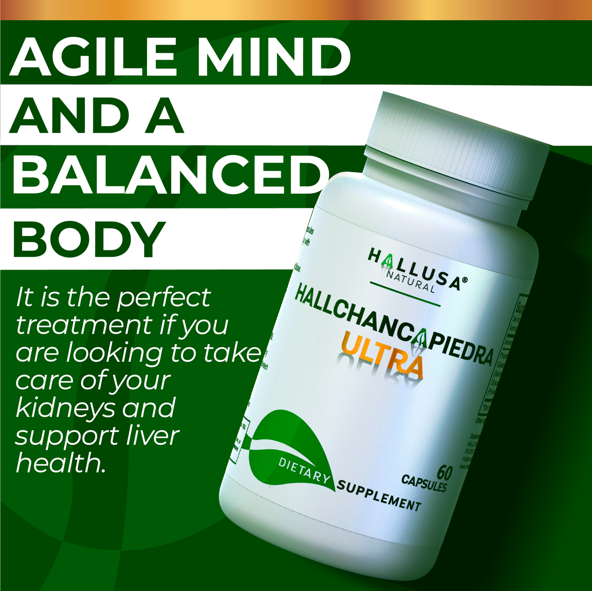 HallChancapiedra Ultra 1000 mg - Extract Chancapiedra and Guisazo de Caballo - Natural Supplement 60 capsules 30 servings vegan gluten free Non-GMO HALLUSA NATURAL