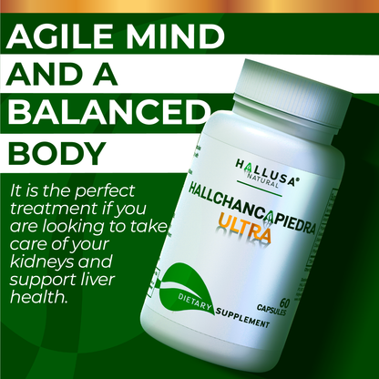 HallChancapiedra Ultra 1000 mg - Extract Chancapiedra and Guisazo de Caballo - Natural Supplement 60 capsules 30 servings vegan gluten free Non-GMO HALLUSA NATURAL