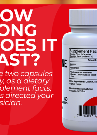 Hallosmine Ultra - Diosmin 500 mg Circulation Support + Hesperidin 150 mg - 60 capsules | Non-GMO Vegan & Gluten Free HALLUSA NATURAL